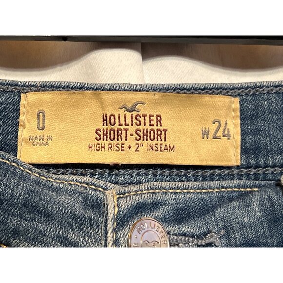 Hollister Womens Distressed Denim Short Shorts Size 0 Medium Wash Frayed Hem Cas - Picture 7 of 7